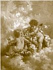 Unknown Artist charles lutyens cherubs making posies painting